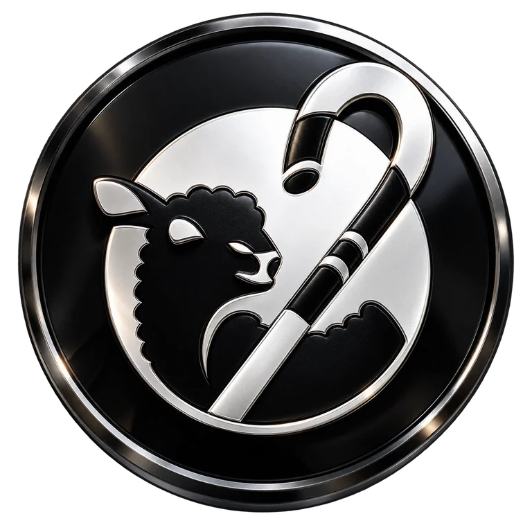 The Lost & The Found logo — a black sheep and a shepherd’s crook